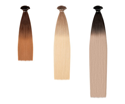 Ombré - Farbe 3A/08 - aschsamtbraun / aschblond glatt 25 Extensions 40 cm