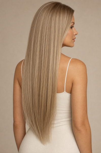Tape Extensions – Farbe 8B · Sandmittelblond gesträhnt – 50 cm