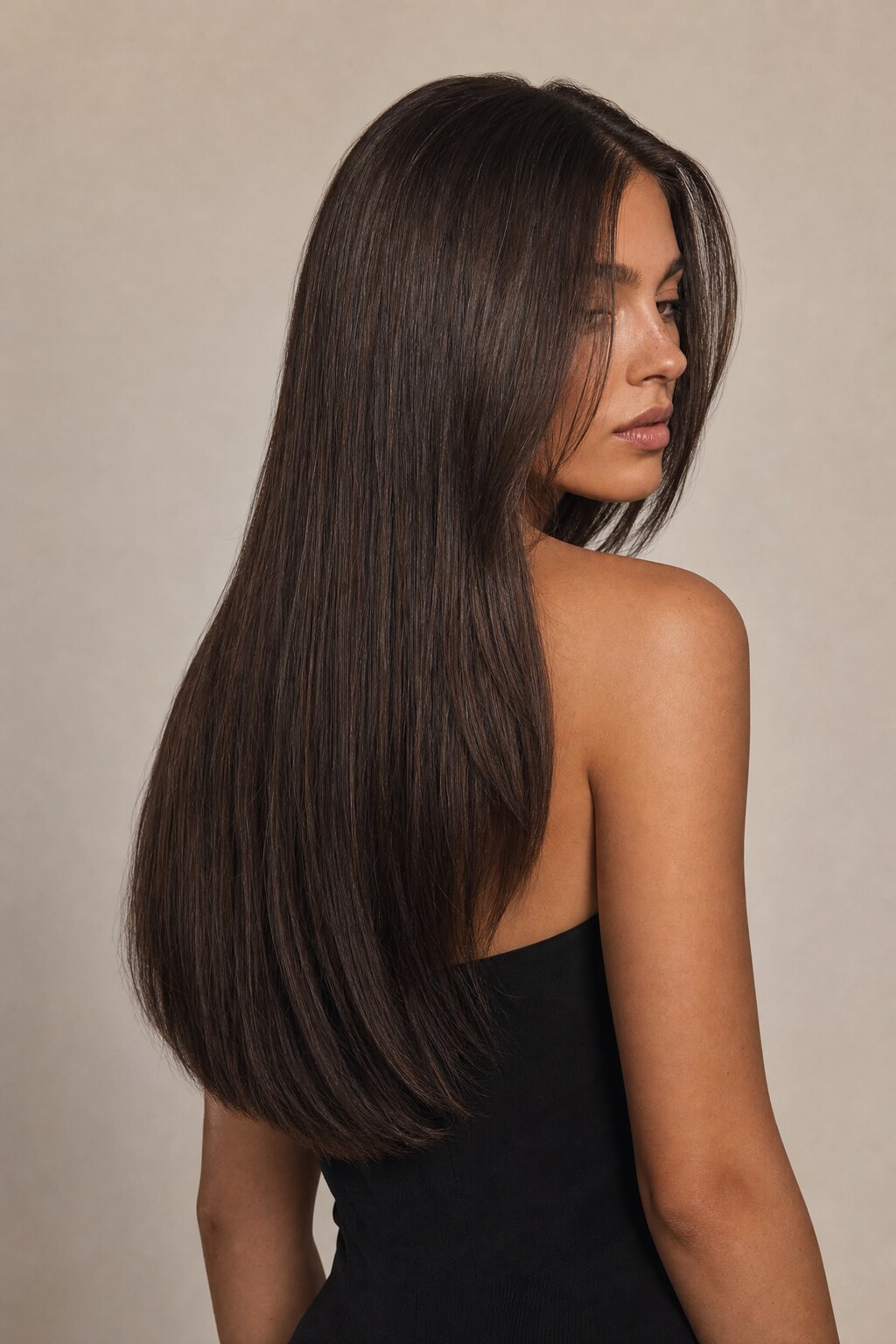 Model mit Extensions in Farbe 2 Schokobraun