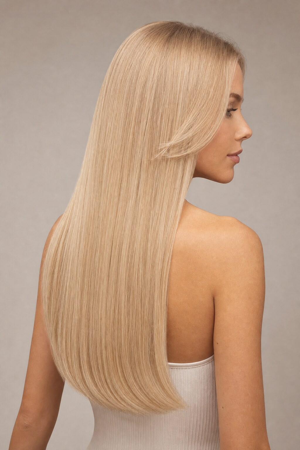 Model mit Extensions in Farbe 22 Hellblond