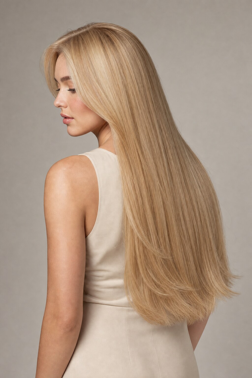 Model mit Extensions in Farbe 24 Goldblond
