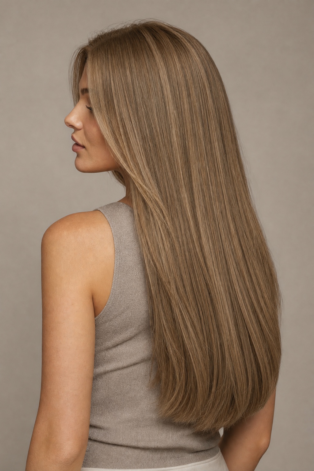 Model mit Extensions in Farbe 6 Dunkelgoldblond