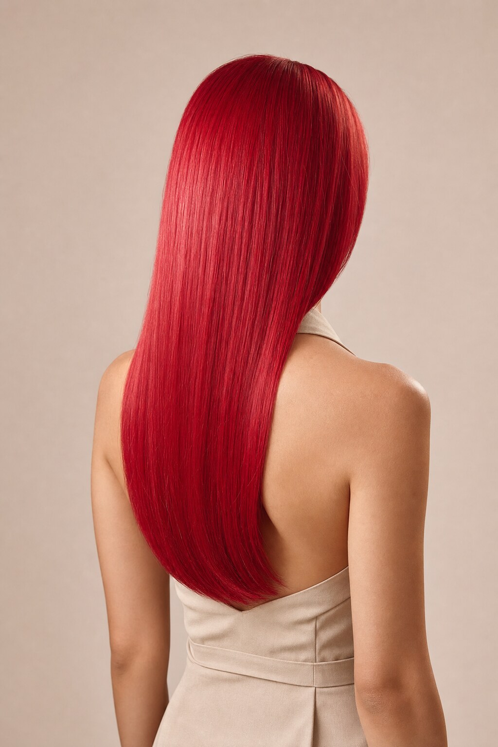 Model mit Extensions in Farbe 66/48 Rot