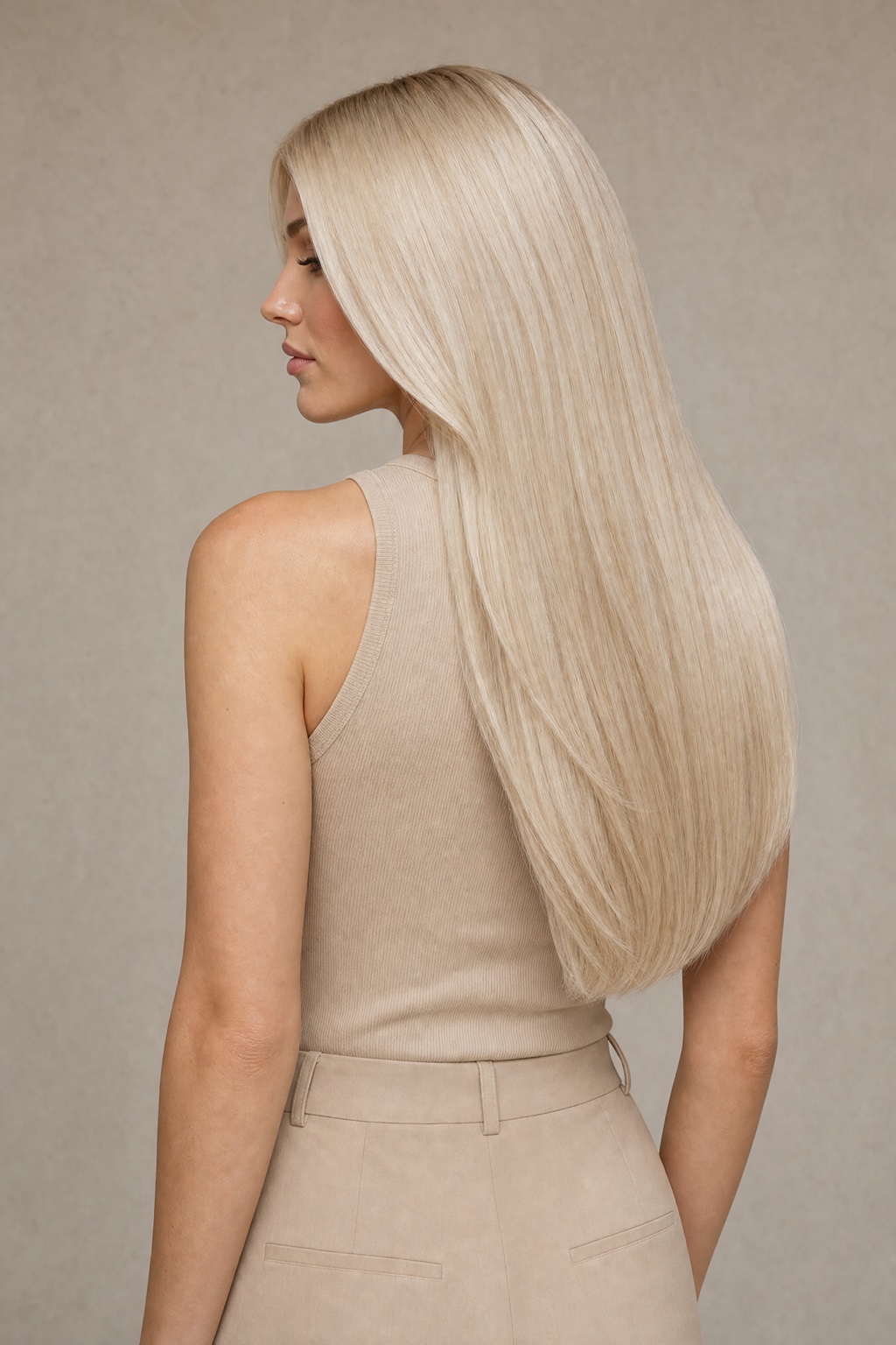 Model mit Extensions in Farbe 70 Perlblond